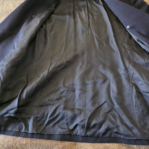 Linda Allard Ellen Tracy Blazer Women’s 8 Navy Wool Double Breasted Gold - Picture 4 of 16